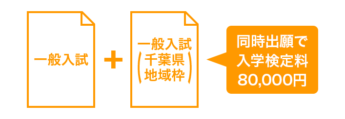 一般入試+一般入試（千葉県地域枠） 同時出願で入学検定料80,000円